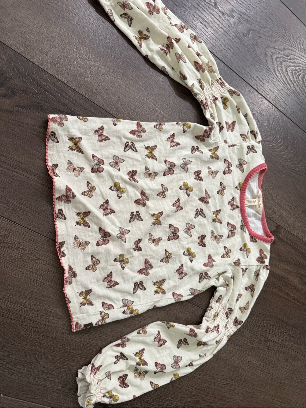 Matilda Jane Cream Butterfly Top with Pink Trim